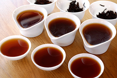 大益熟茶レシピ飲み比べセット 2019 写真:プーアル茶のお茶の色