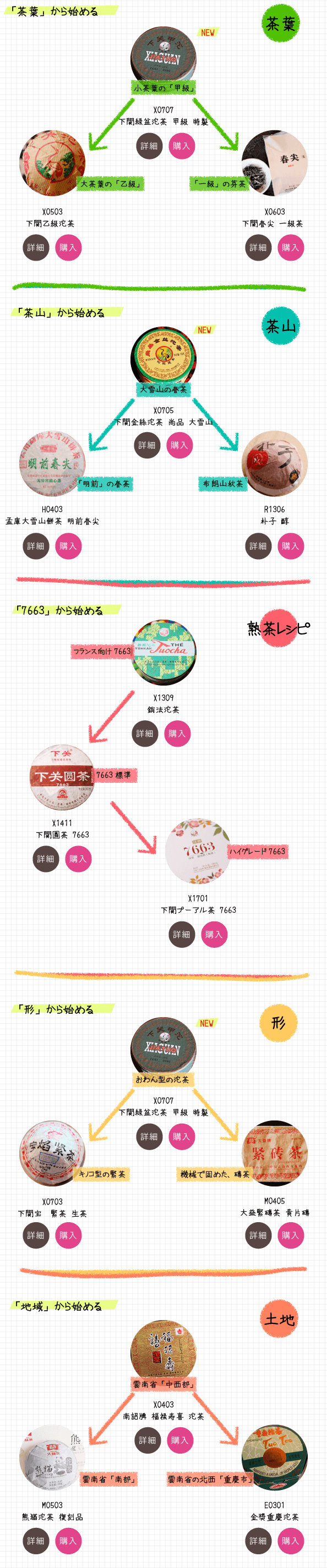 いろいろな沱茶からスタートして、プーアル茶の世界を見てみよう。